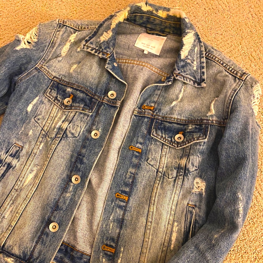 Zara distressed denim jacket light wash